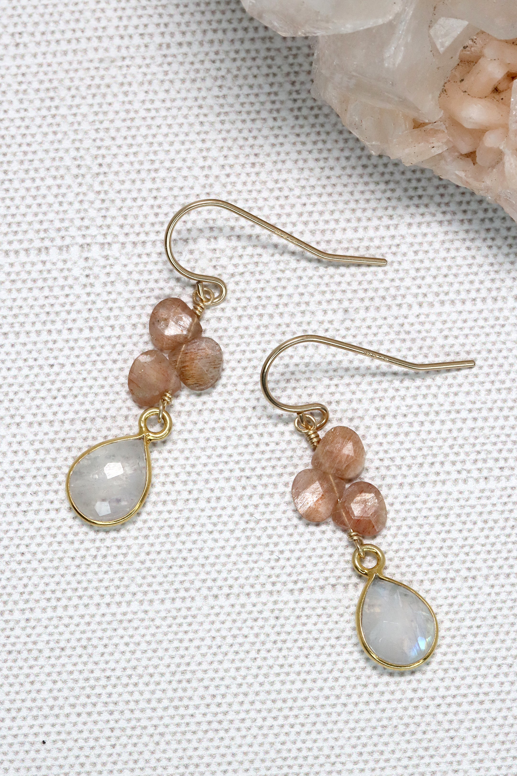 Moonstone Faceted Leverback Earrings – Whink